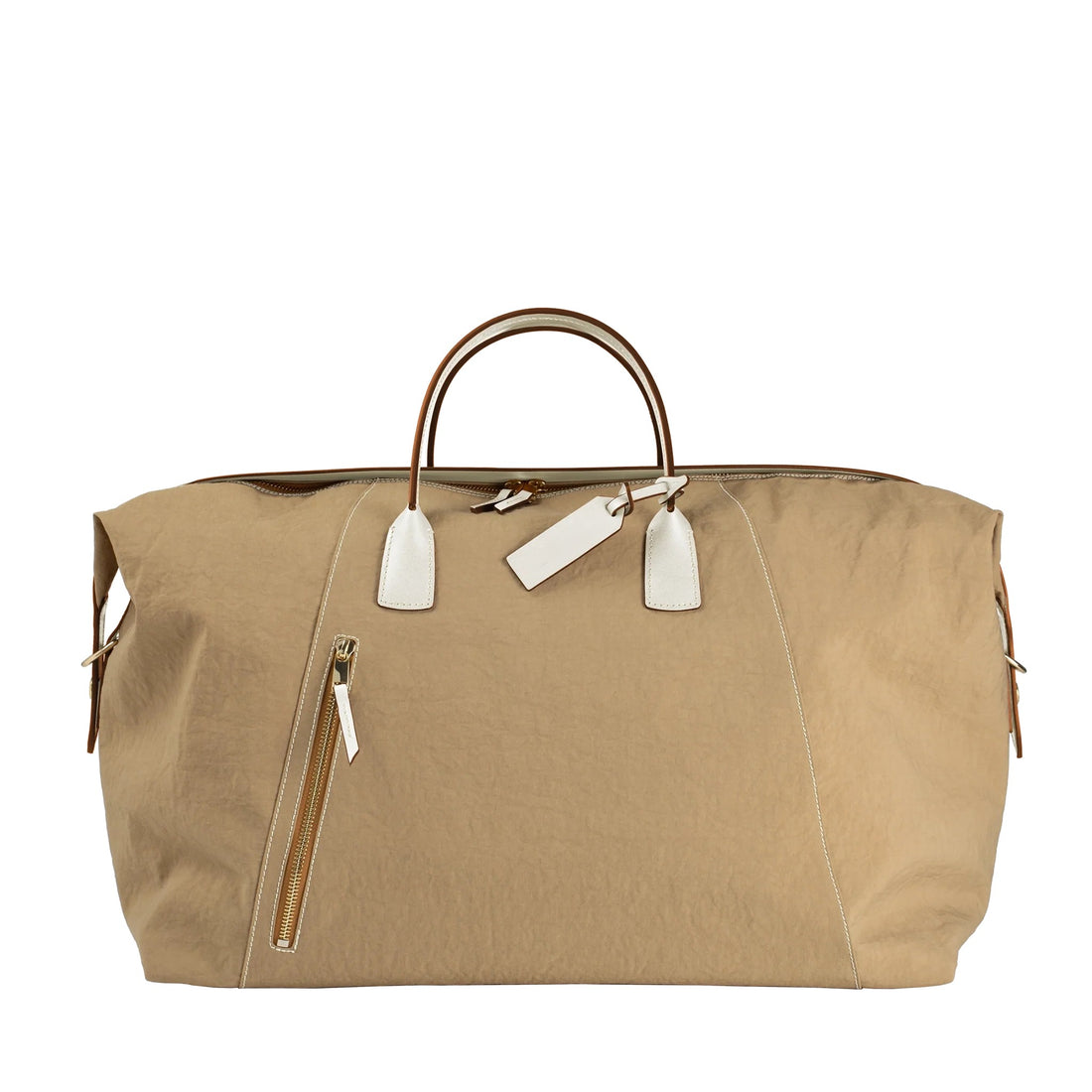 Ultra-Light Water Repellent Nylon Vegetable Leather Trim Large Capacity Tote Bag